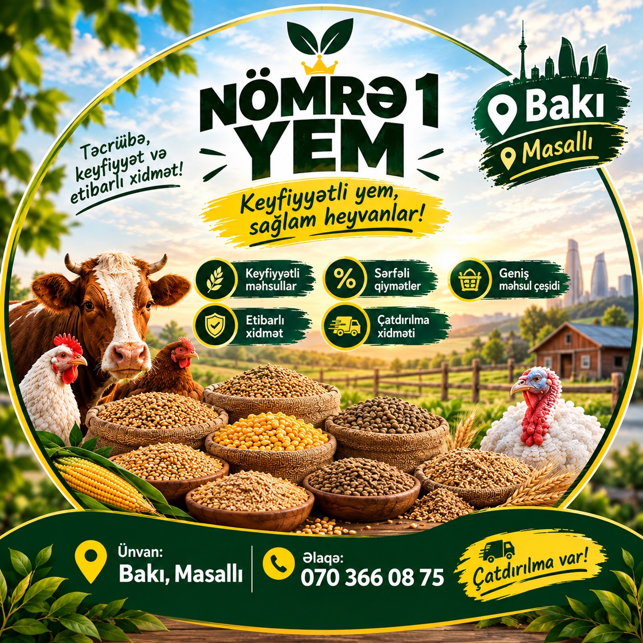 bütün növ taxıl və yem məhsulları